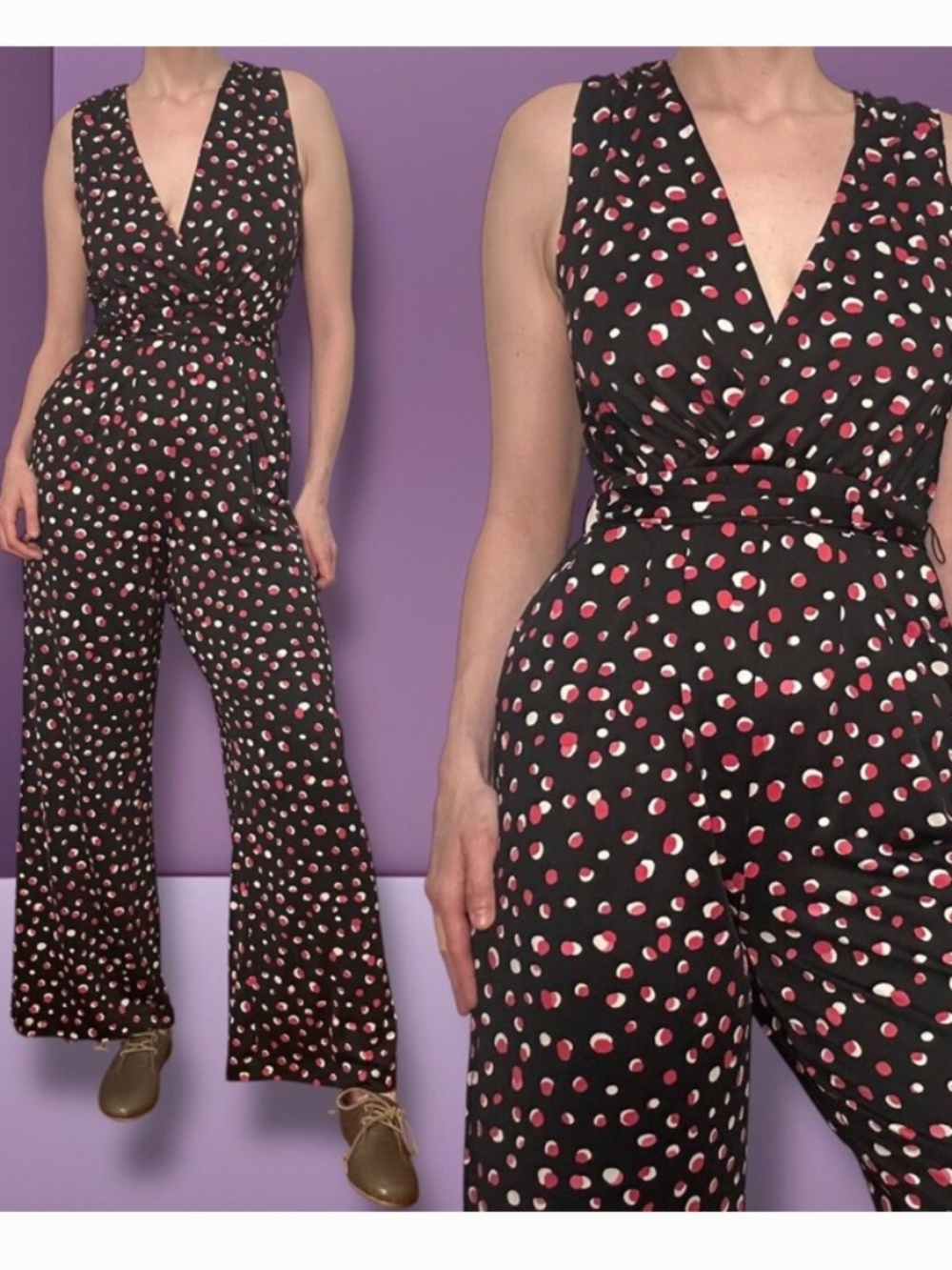 Shelby & Palmer Pink & White Polka Dot Jumpsuit